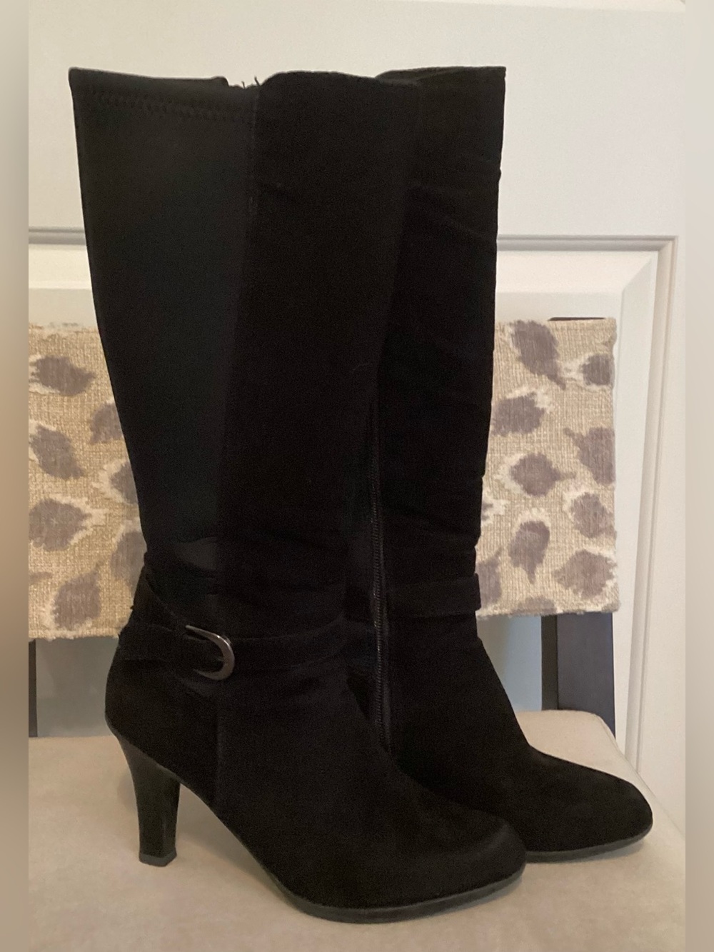 Kelly & Katie Black Suede Mid-Calf Heeled Boots